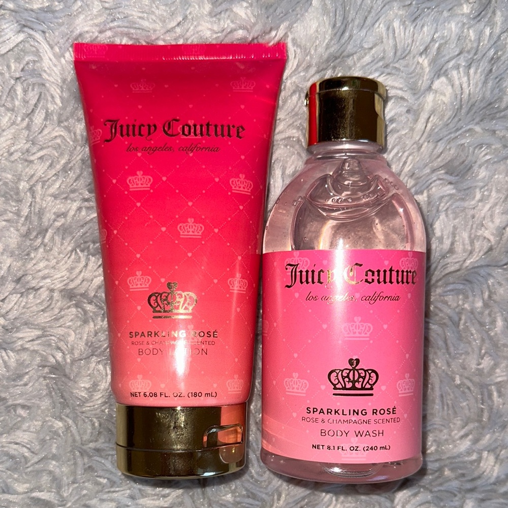 NWOT Juicy Couture Sparkling Rosé Pink Body Wash & Lotion Set